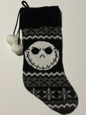 Disney Nightmare Before Christmas Jack Skellington Knit Stocking Pom Pom 20"